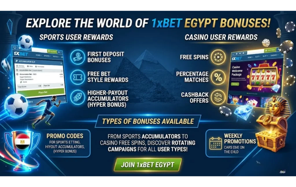 Types of Bonuses Available on 1xBet Egypt